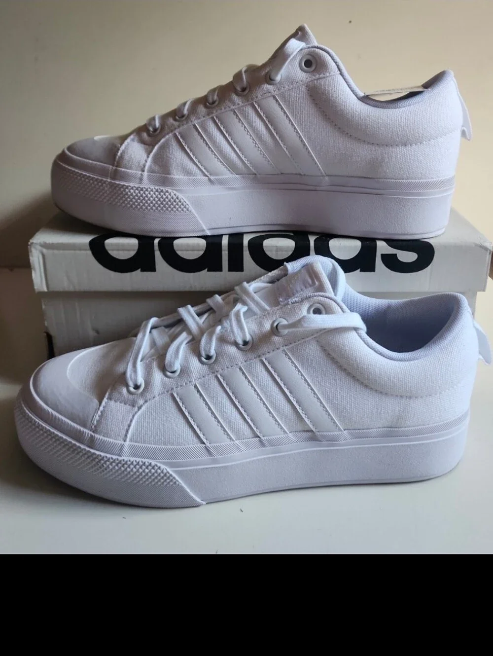 Adidas Bravada 2.0 White Platform Skateboarding Shoes, Athletic Sneakers 10